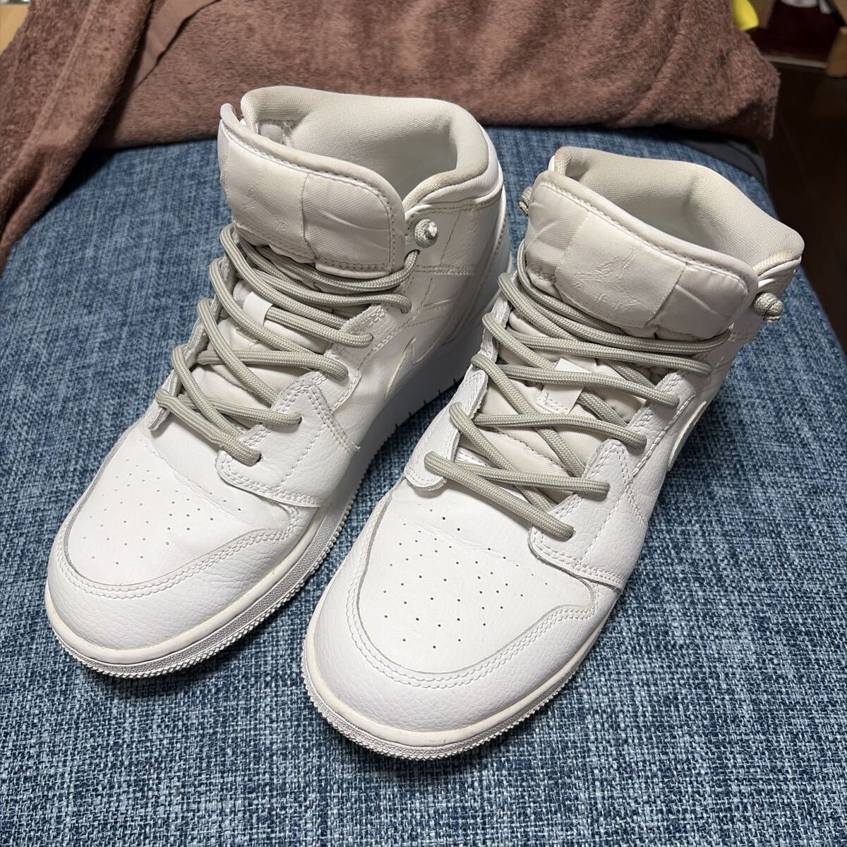 NIKE AIR JORDAN 1 MID エア ジョーダン 1 ミッド ホワイト　25cm トリプルホワイト