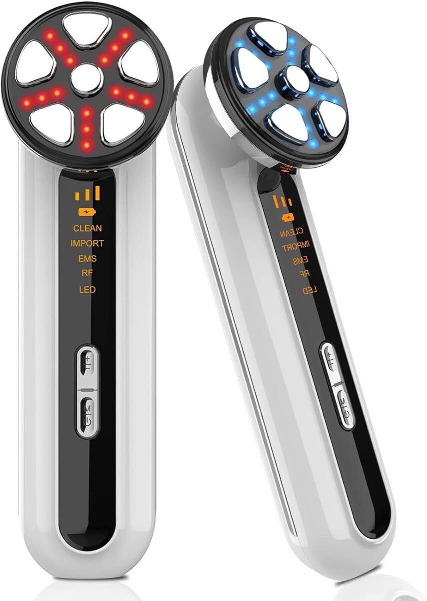 美顔器 1台多役 音波振動 イオン導出 イオン導入 EMS 温熱ケア 4色光エステ 多機能美顔器 4つモード 3段階レベル 家庭用美顔器 USB充電式 