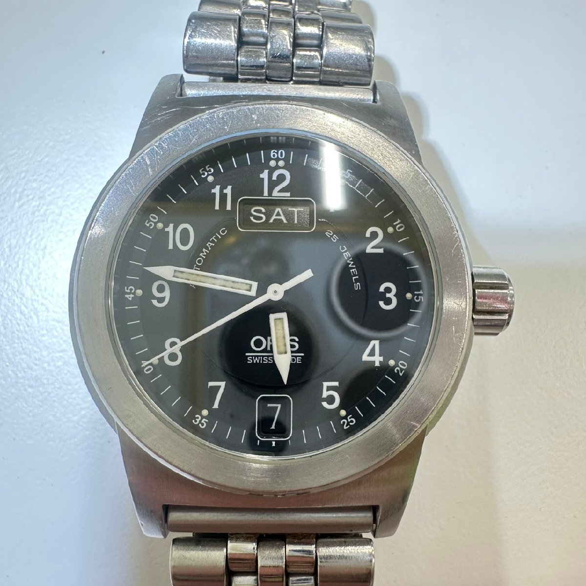 【錦】オリス ORIS ビッグクラウン 7501 BC3 デイデイト 自動巻き 黒文字盤 ボーイズ【924IO】G3
