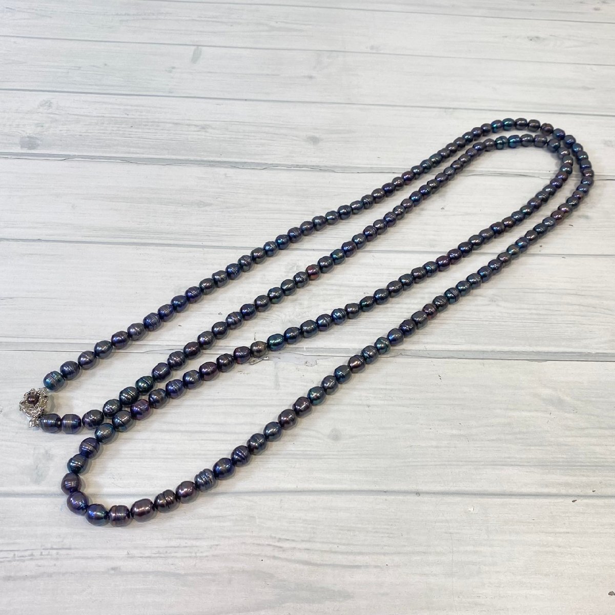 【塩】バロックパールネックレス　パールネックレス 真珠 ロング 162ｇ シルバー金具【24656SK】G24
