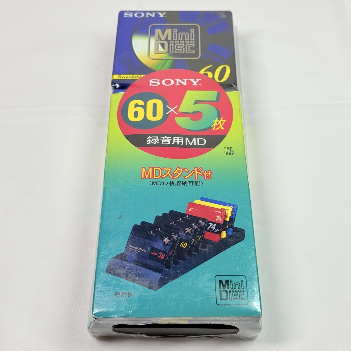 未開封品　SONY ソニー ミニディスク60×５枚　カセットテープ　MDスタンド付き　シュリンク付き　レア　希少　当時物