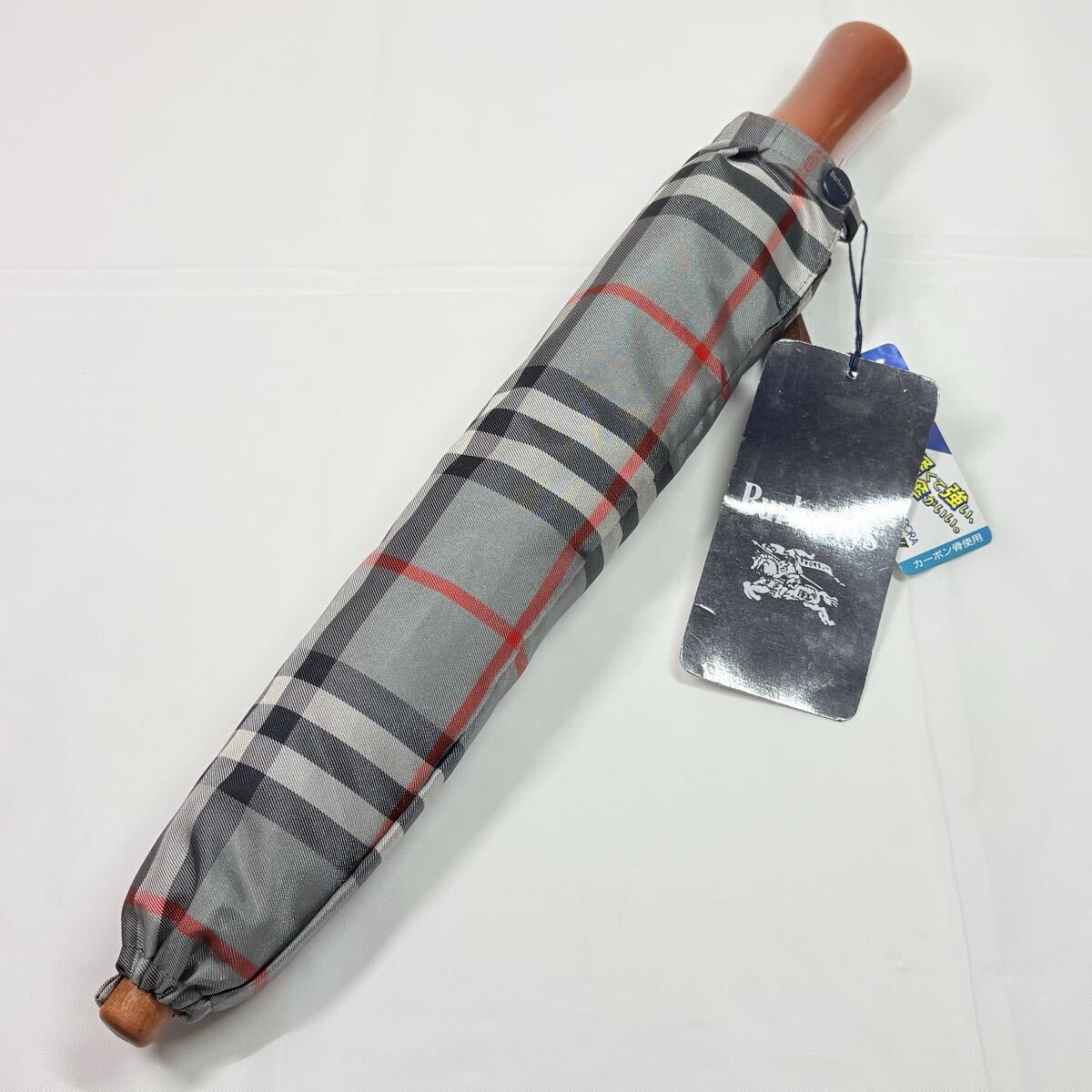 新品　タグ付き　 Burberrys BURBERRY バーバリー　 ノバチェック　グレー　 晴雨兼用折りたたみ傘　カーボン骨