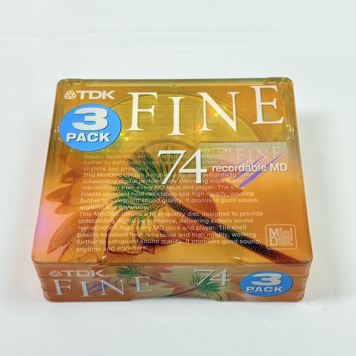 未開封品　TDK FINE 74 イエロー　3PACK 記録媒体　レトロ　当時物　録音用ミニディスク