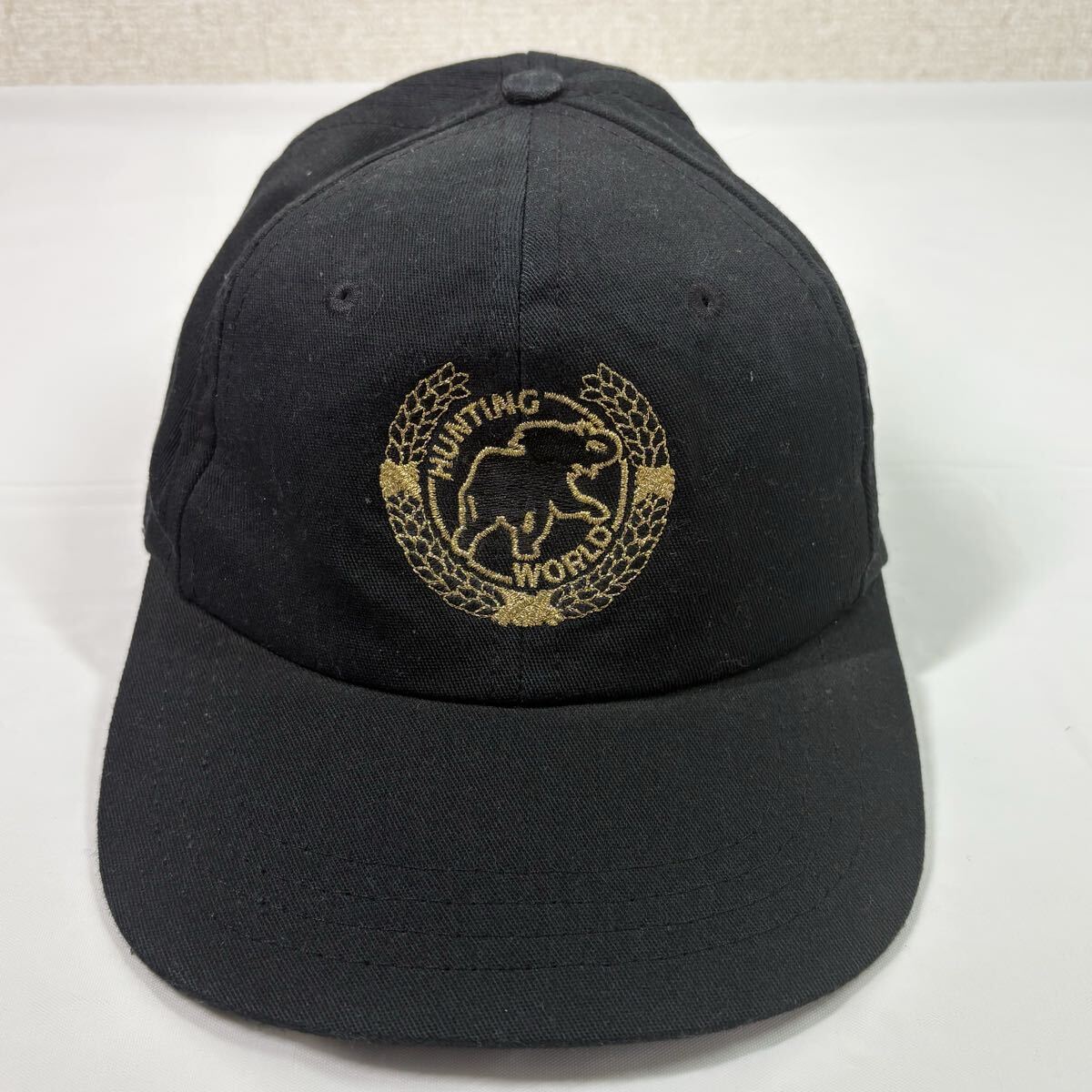 90s HUNTING WORLD fade cap made in USA ハンティングワールド　ヴィンテージ　キャップ帽子　ブラック　中古　古着