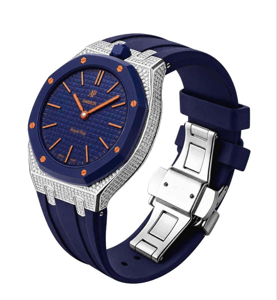AP×Swatch Royal Pop ジルコニア装飾 ステンレスケース ST1