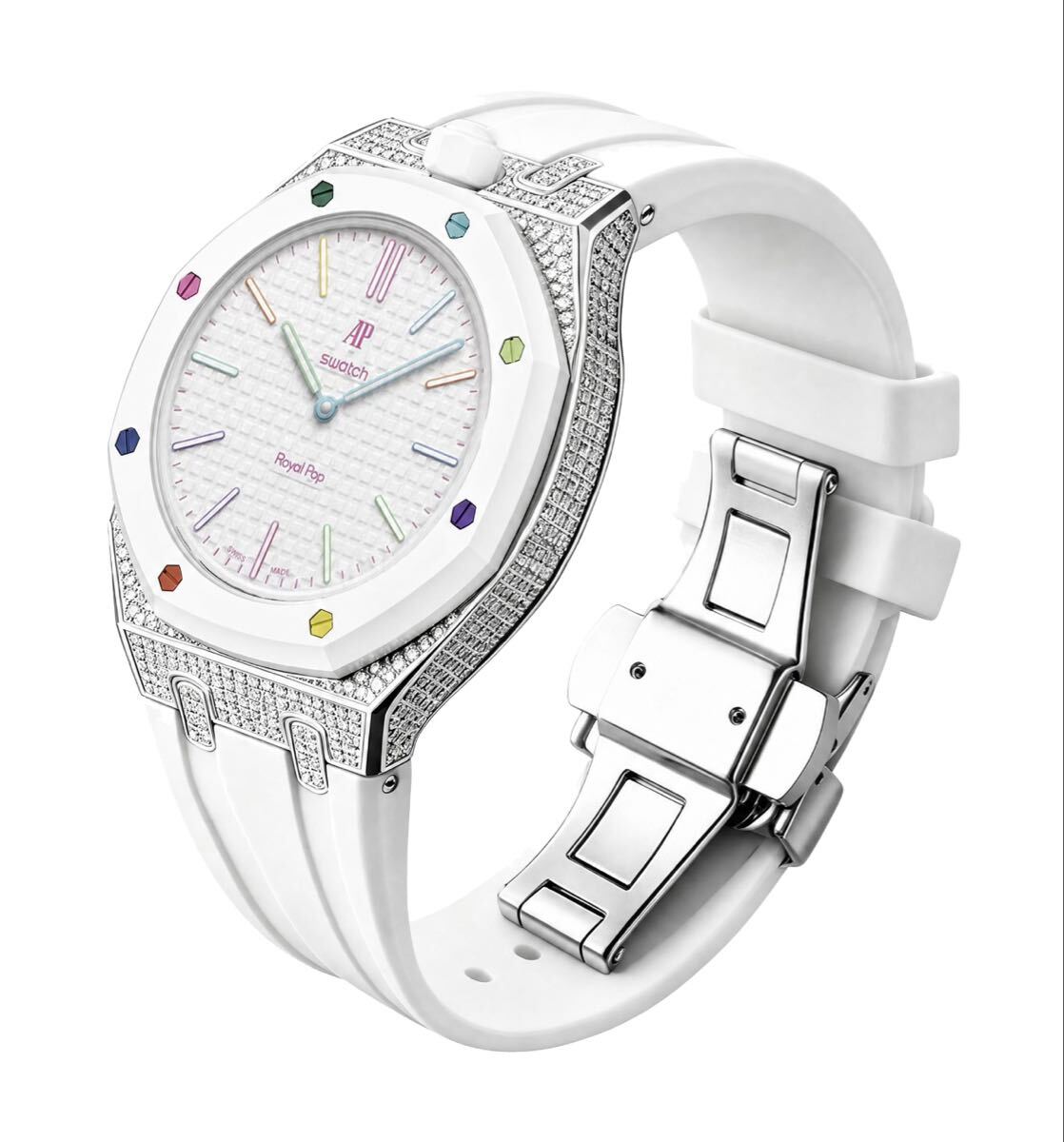 AP×Swatch Royal Pop ジルコニア装飾 ステンレスケース ST11