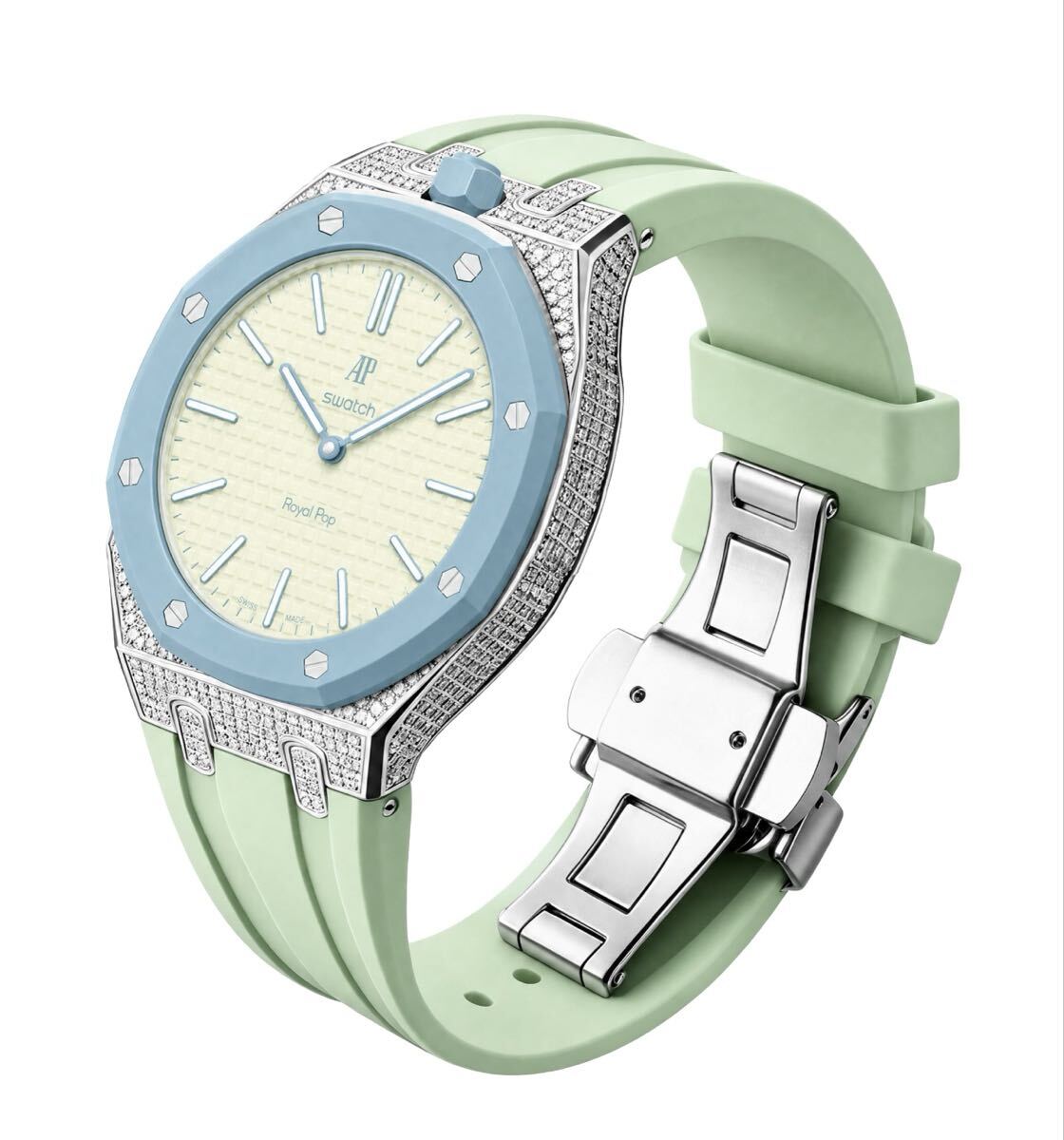 AP×Swatch Royal Pop ジルコニア装飾 ステンレスケース ST7