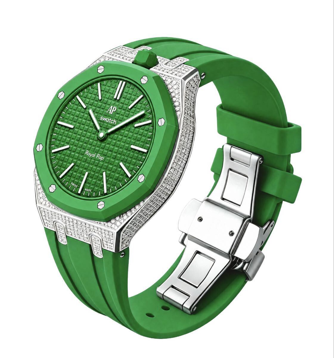 AP×Swatch Royal Pop ジルコニア装飾 ステンレスケース ST6