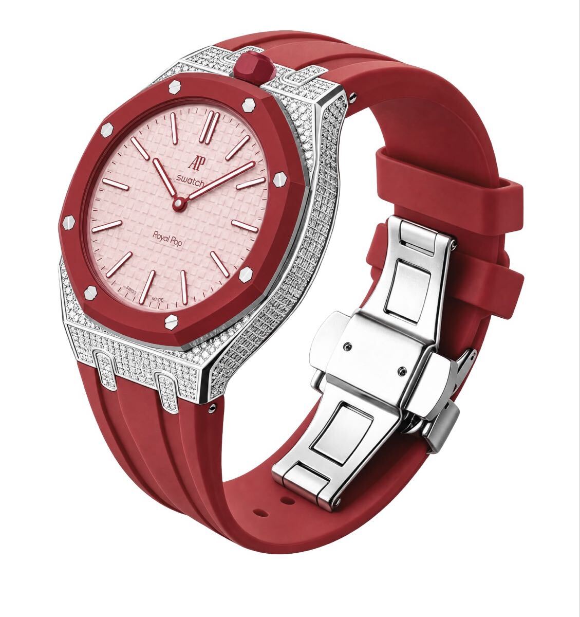 AP×Swatch Royal Pop ジルコニア装飾 ステンレスケース ST5