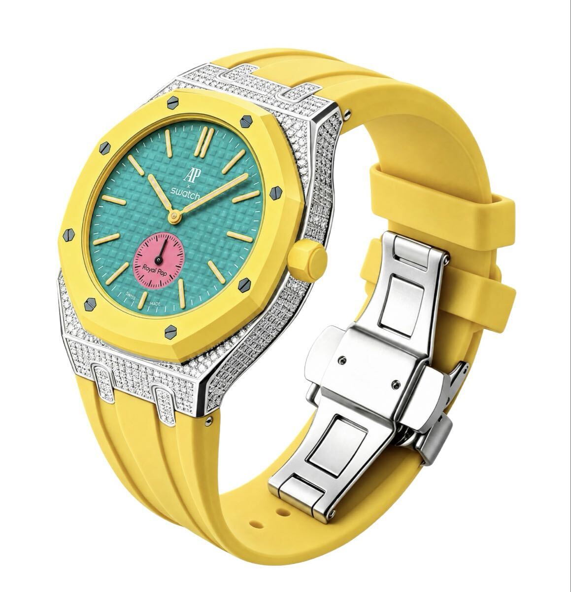 AP×Swatch Royal Pop ジルコニア装飾 ステンレスケース ST9