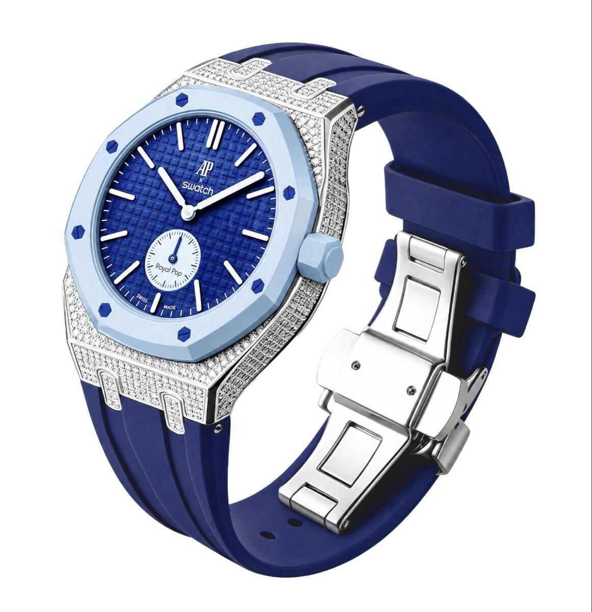 AP×Swatch Royal Pop ジルコニア装飾 ステンレスケース ST3