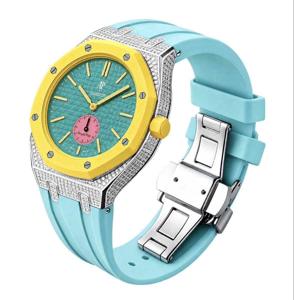 AP×Swatch Royal Pop ジルコニア装飾 ステンレスケース ST8