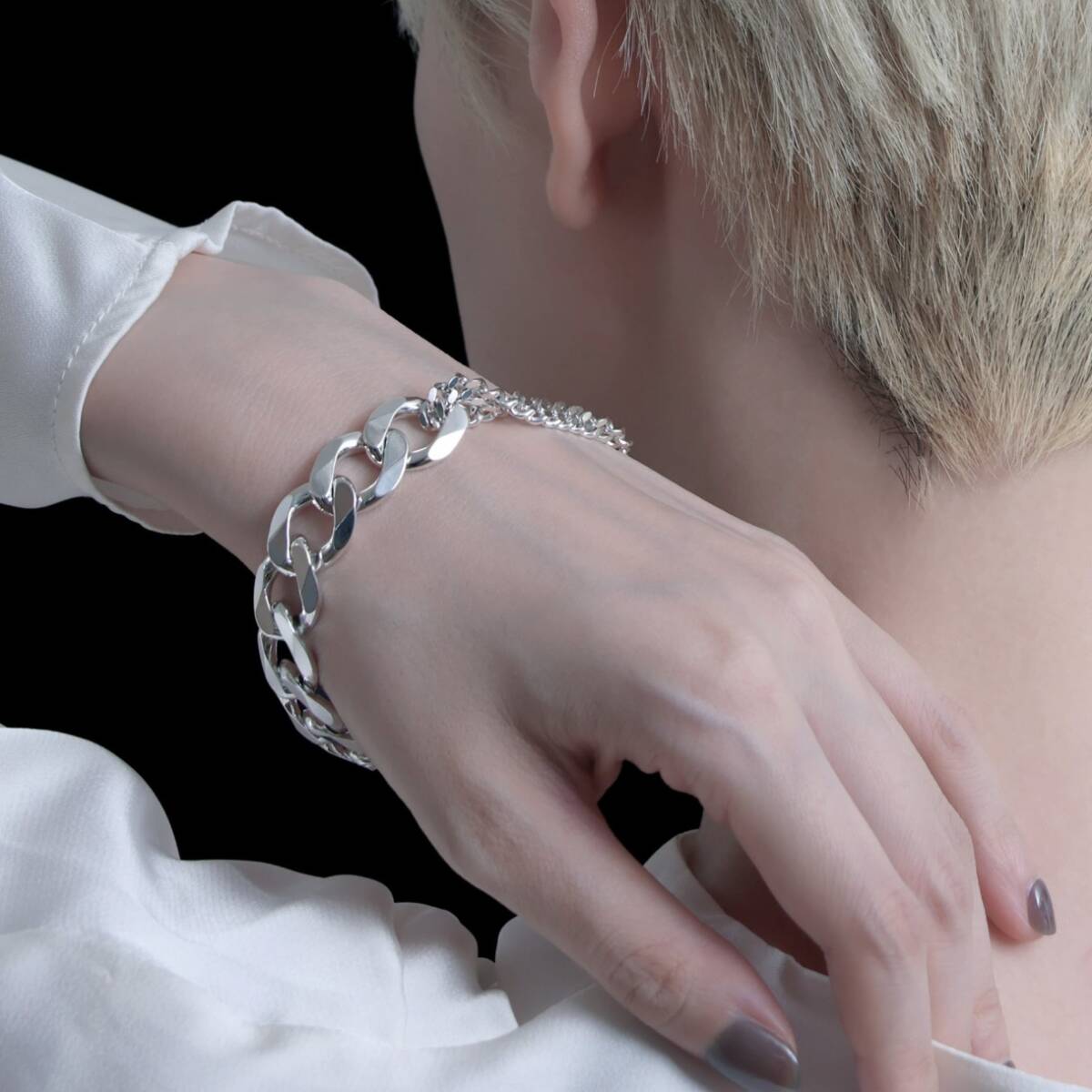 ☆YArKA more big flat & middle chain bracelet Mサイズ　試着のみ　喜平チェーン　シルバー silver 925 ヤーカ　ブレスレット 定価69300