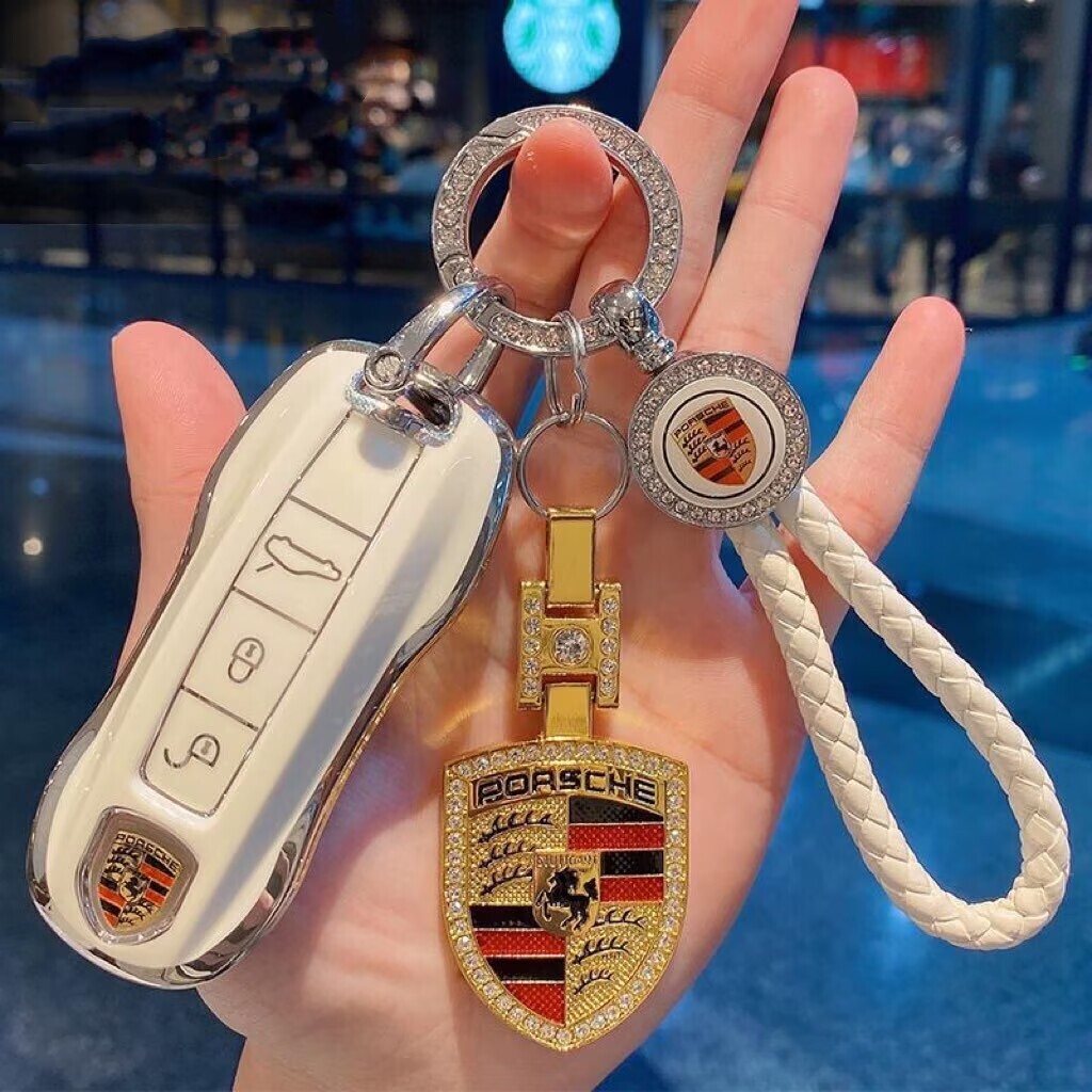 ポルシェ キーケース PVC製 キーカバー キーホルダー 3点セット カイエン パナメーラ 911 ボクスター タイカン マカン ケイマン