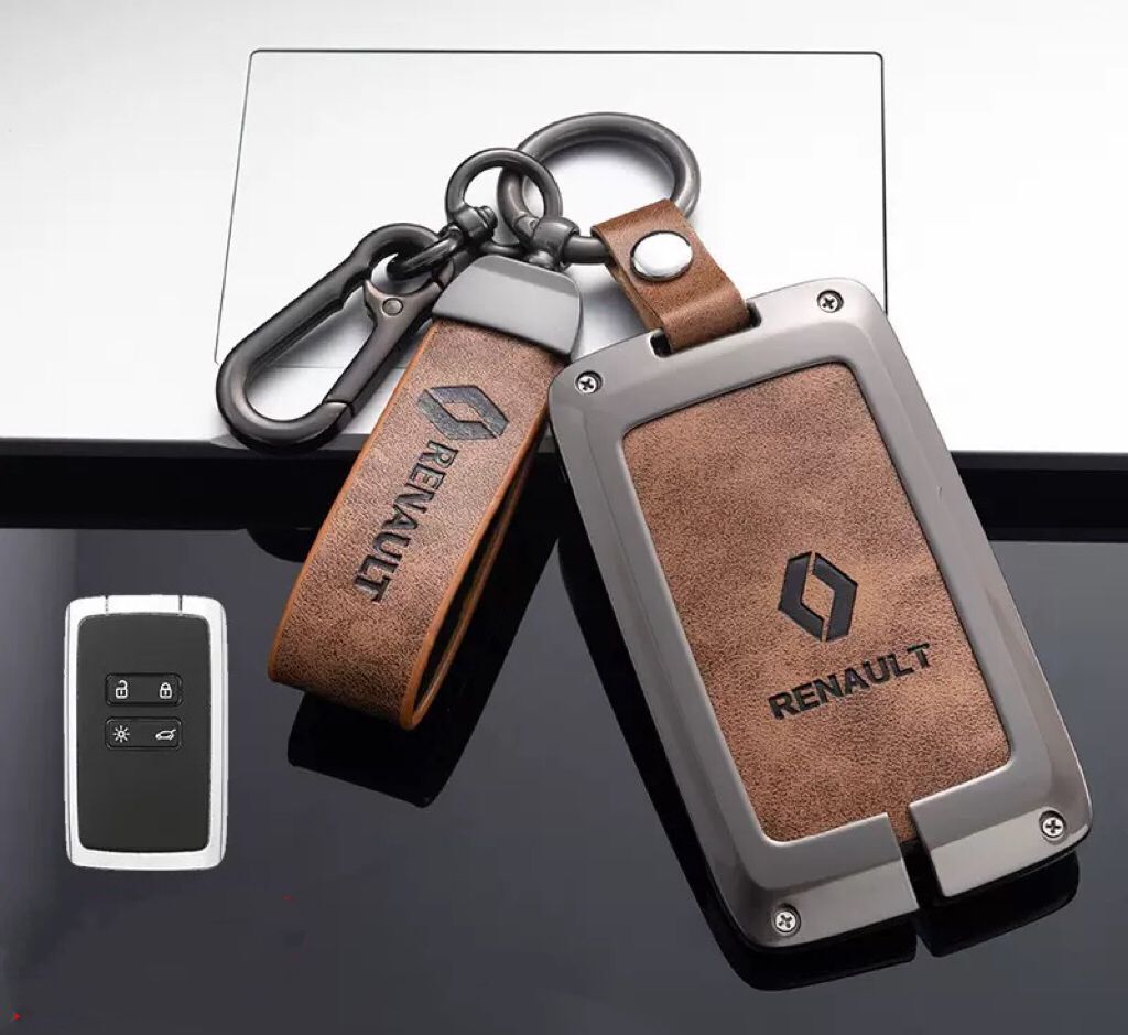 ルノー キーケース 金属製 キーカバー キーホルダー カード式 レザー 金属メタル 3色