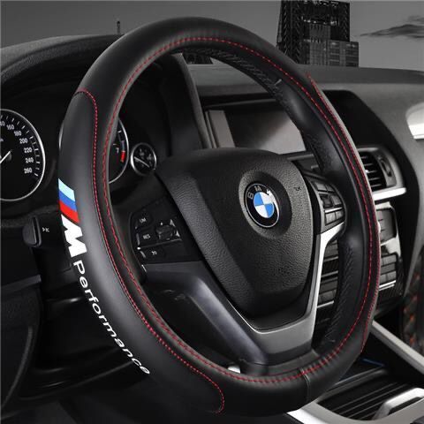 BMW ハンドルカバー レザー ステアリングカバー 滑り止め 握りやすい 通気性 O型 カーボン調 