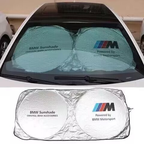 BMW サンシェード 折り畳み 日よけ UVカット 遮光 断熱 ロゴ入り フロント ガラス　カバー 車用 収納袋付 紫外線対策