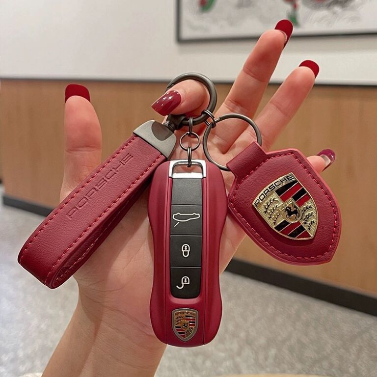 ポルシェ キーケース ABS製 キーホルダー カイエン パナメーラ 911 ボクスター タイカン マカン ケイマン レッド