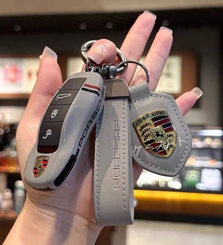 【３点セット】 ポルシェ キーケース ABS製 カイエン パナメーラ 911 ボクスター タイカン マカン ケイマン キーカバー キーホルダー 