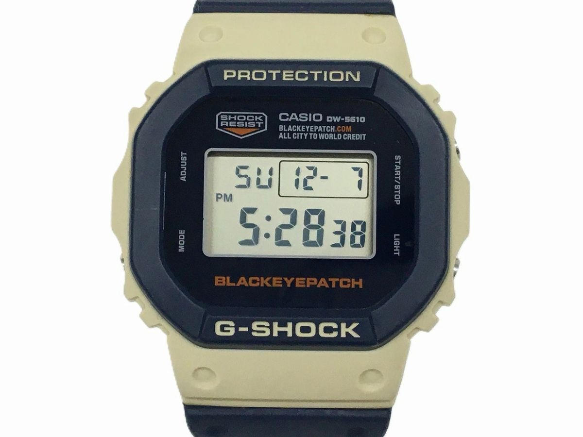 S11-484-154＠【中古】CASIO G-SHOCK DIGITAL 5600 SERIES DW-5610BEP-2JR BlackEyePatch ブラックアイパッチ コラボ デジタル 腕時計