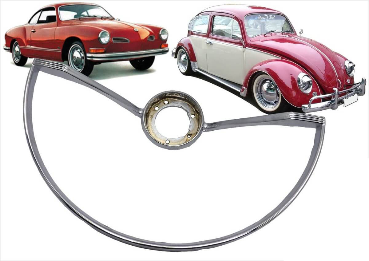 VW純正 空冷VW スタイル クローム ステアリング ホーンリング Dリング ビートル T1 カルマンギア 1970年まで