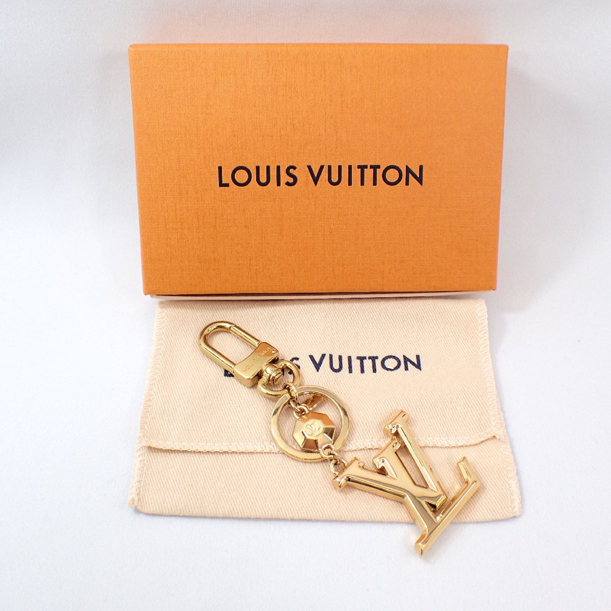 【吉村質店】LOUIS VUITTON（ルイヴィトン）ポルト・クレ LVファセット キーホルダーM65216ゴールド　箱・保存袋付