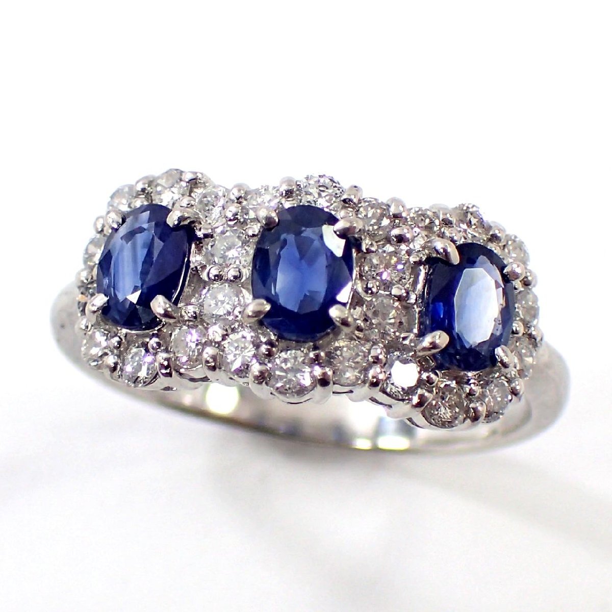 【吉村質店】Pt900サファイア0.98ctダイヤモンド0.52ctファッションリング5.0g＃14