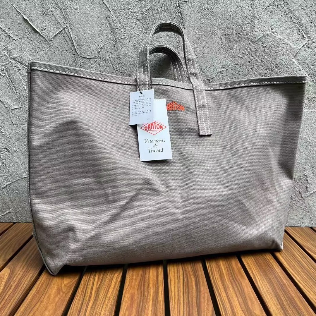 DANTON ダントン コットンキャンバス トートバッグ L ベージュ系 生成り 大容量 A4収納可 男女兼用 ハンドバッグ ワーク 　グレー