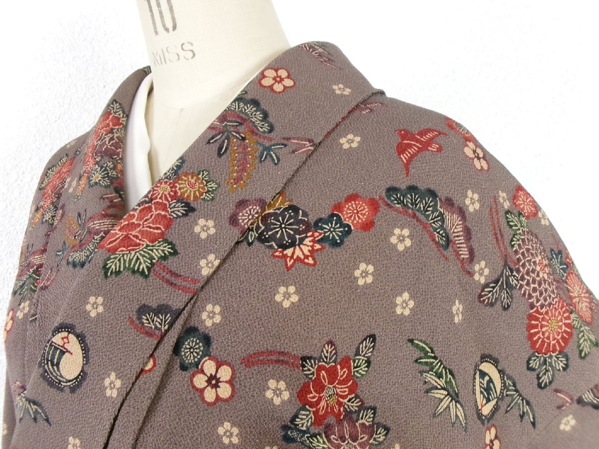 7339■ 美品 色遊びの型絵染め 大人可愛い華やぎ小紋 ■ひまわり