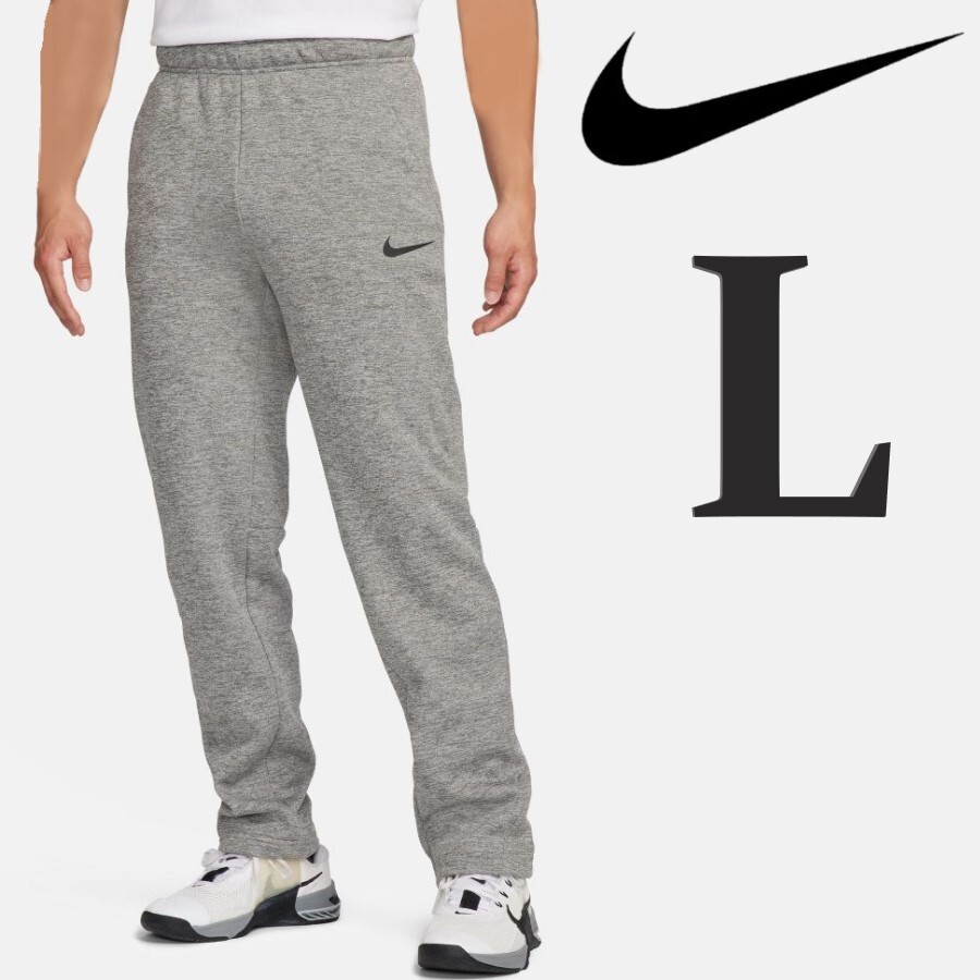 新品 ナイキ メンズ ジャージパンツ L グレー ジャージ下 裏起毛 サーマフィット NIKE