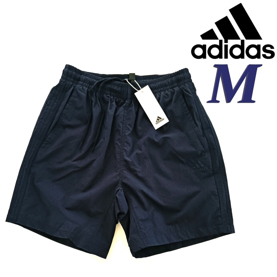 新品 アディダス 紺 M メンズ ショートパンツ ウーブンショートパンツ ハーフパンツ 短パン 膝上丈