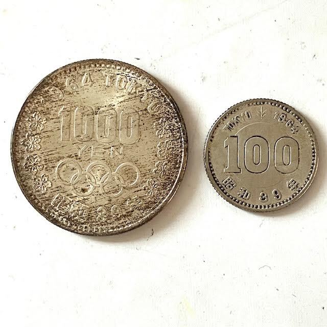 A23　1964年東京オリンピック記念　1000円銀貨　100円銀貨　2枚まとめ