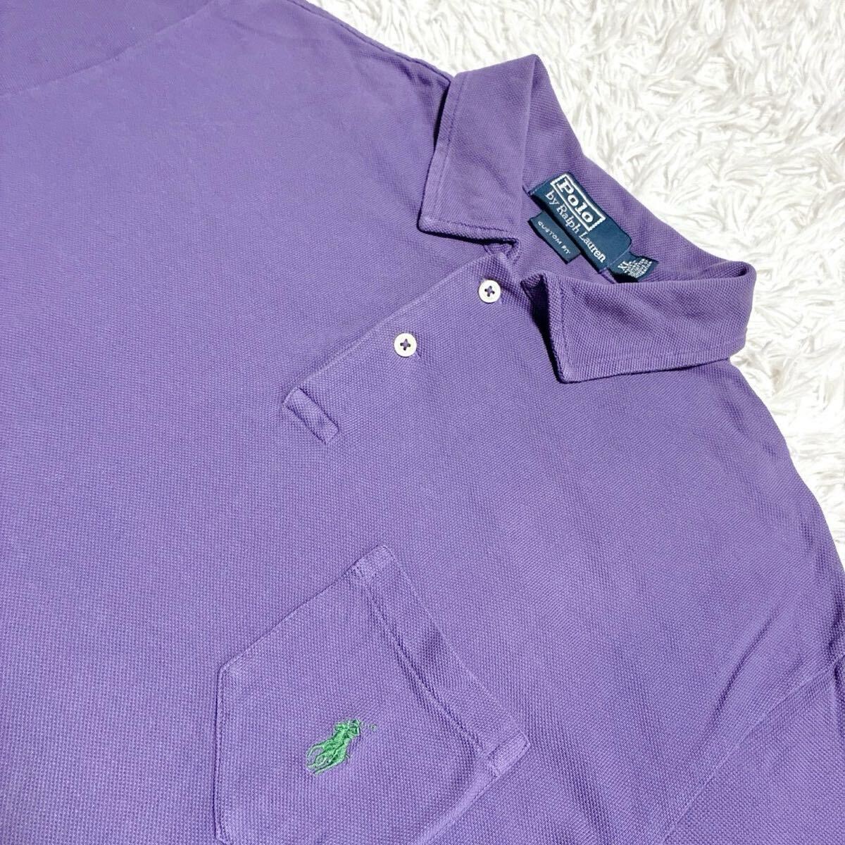 POLO RALPH LAUREN【ポニー刺繍ロゴ!!!希少XL相当!!!】ラルフローレン ポロシャツ◎雰囲気最高トラッドの名門!!!◎パープル 紫 メンズ 春夏