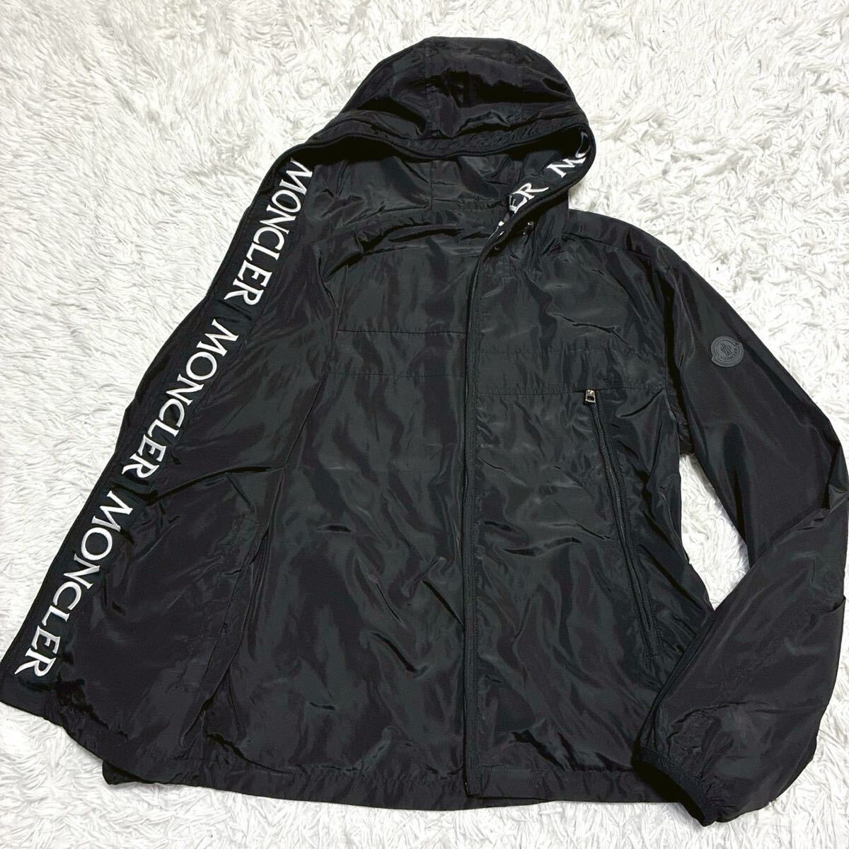 MONCLER【リバーシブル!!!ラグジュアリーの象徴!!XL相当!!】モンクレール パーカー ナイロン ジャケット ブルゾン ロゴ メンズ 黒 ブラック