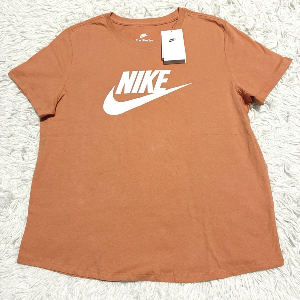 NIKE【未使用タグ付!!!希少XL!!!】ナイキ Tシャツ デカロゴ オレンジ◎近年モデル!!王道スポーティースタイル!!◎レディース スポーツ 街着