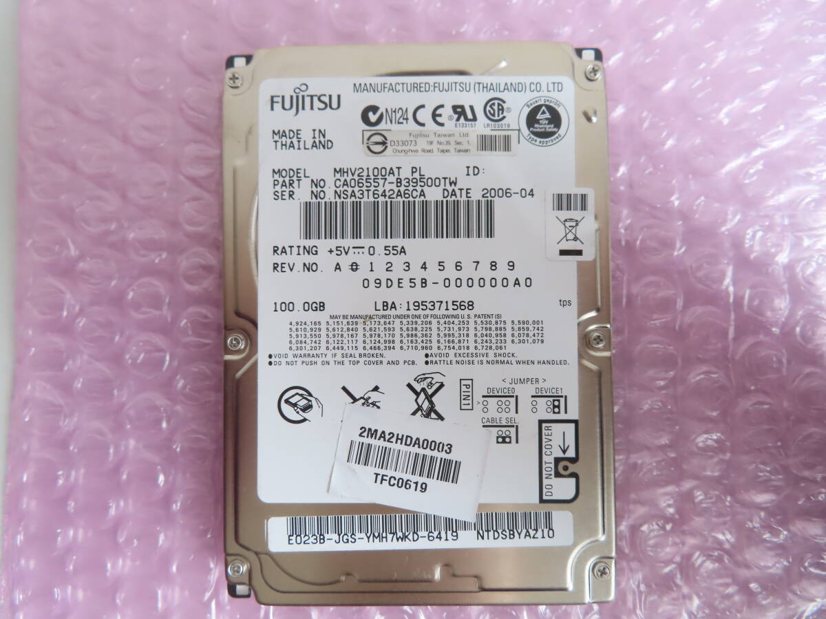 [富士通/FUJITSU] MHV2100AT (100GB 9.5mm 4200rpm) 使用230時間