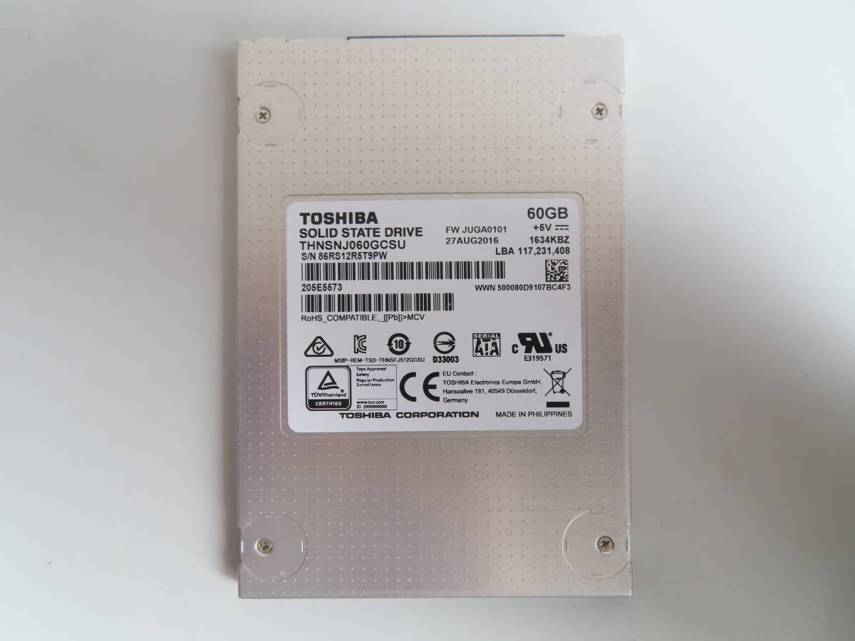 TOSHIBA THNSNJ060GCSU 60GB 使用69818時間 健康状態100%