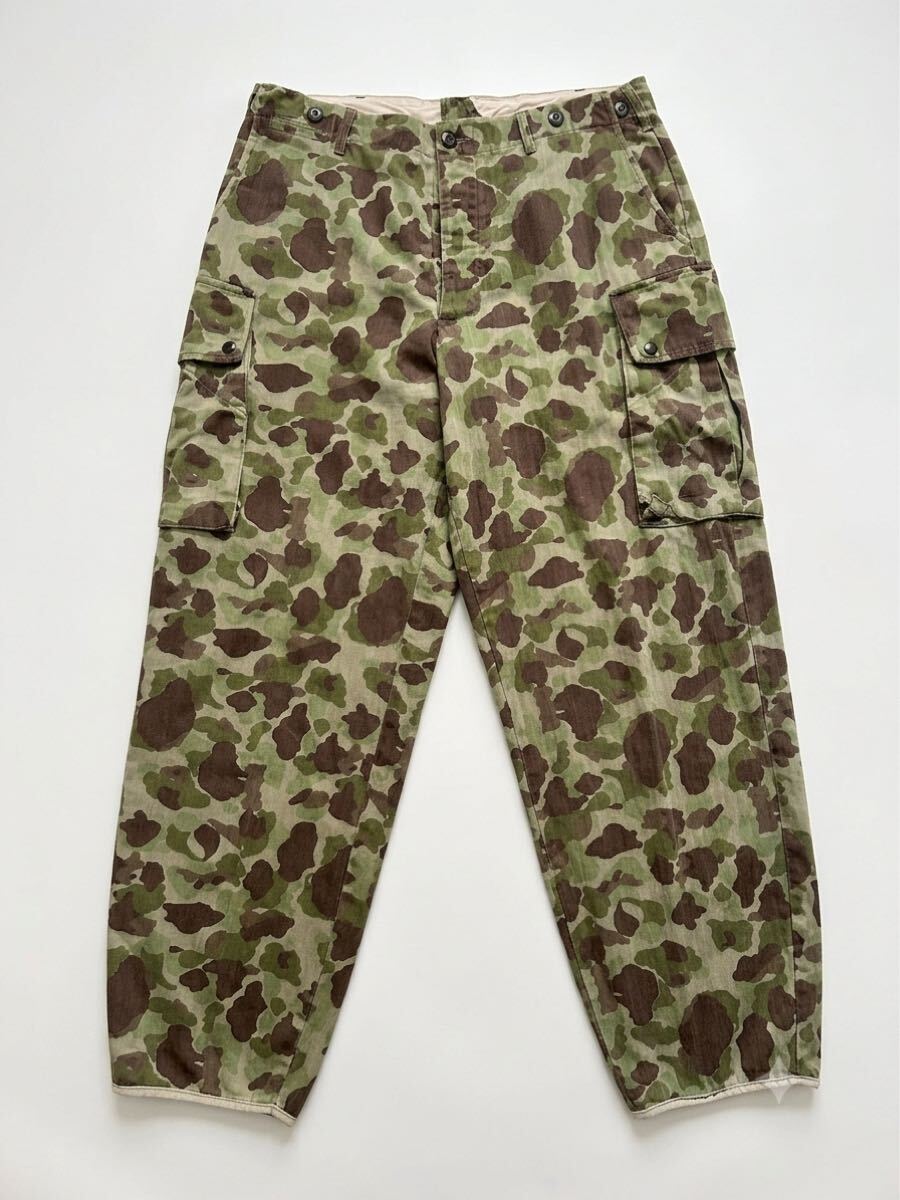 【希少サイズ】40s-50s オリジナル HBT ダックハンターカモ 6ポケット カーゴパンツ W38 SCOVILL ヴィンテージ フロッグスキン 迷彩 USA