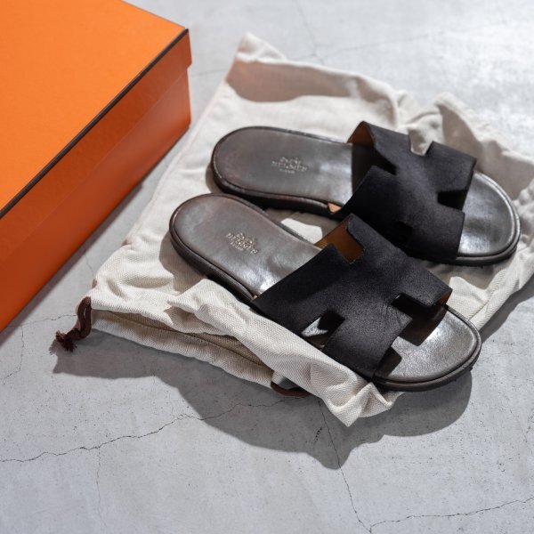 エルメス アンティーク　イズミール サンダル メンズ HERMES MEN size 41.5 日本サイズ27cm相当 スエード 保存袋付き