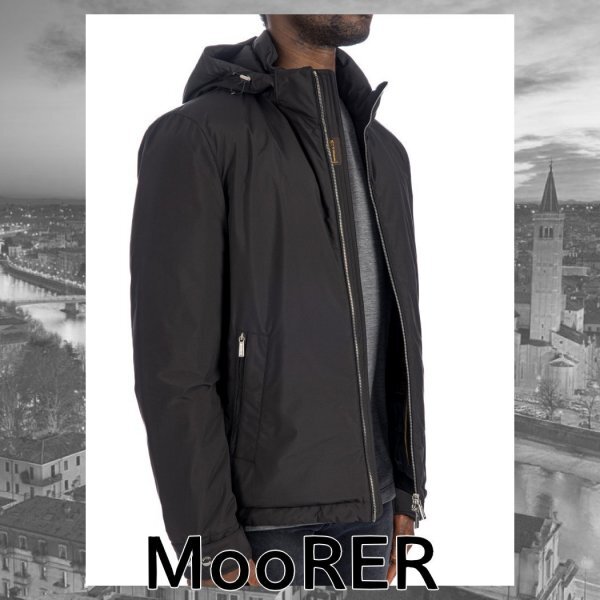 ビームス購入品　今季から定価30万　MooRER　ALBINI-PUM アルビニ ポリエステル レーヨン サキソニー 撥水 フーデッド ダウンジャケット 50