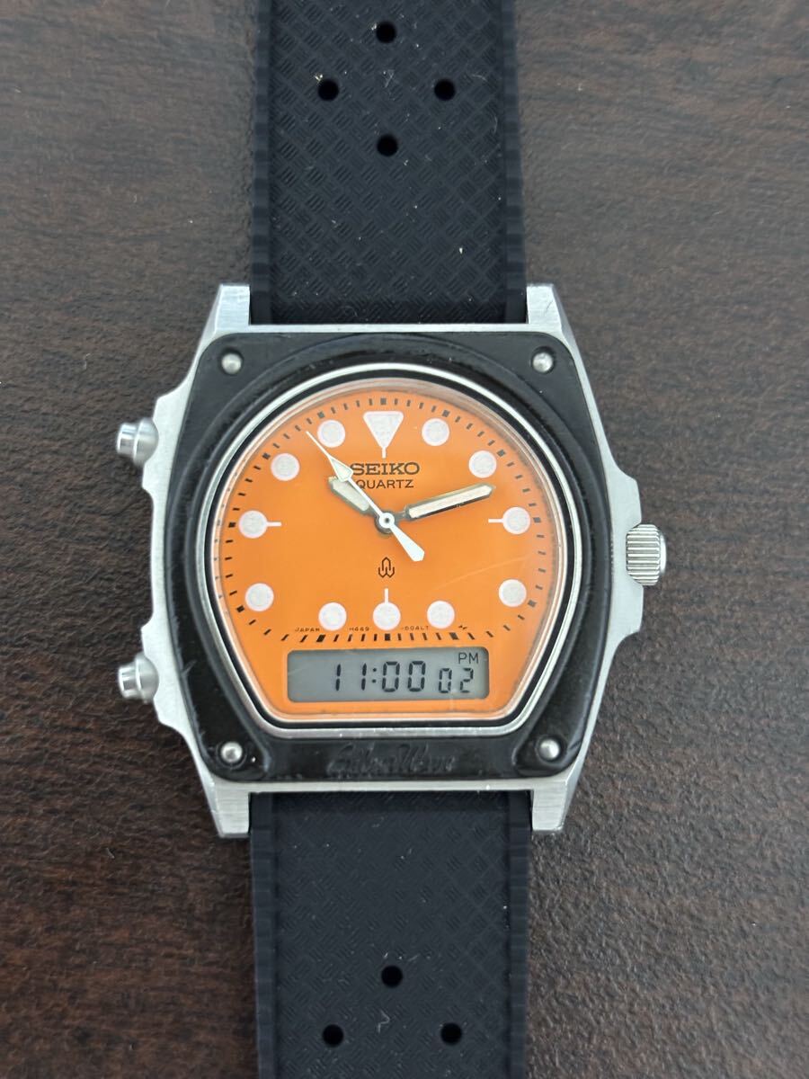 SEIKO silver wave H449-5040 Ana-Digi セイコー シルバーウェーブ アナデジ クォーツ quartz オレンジorange 