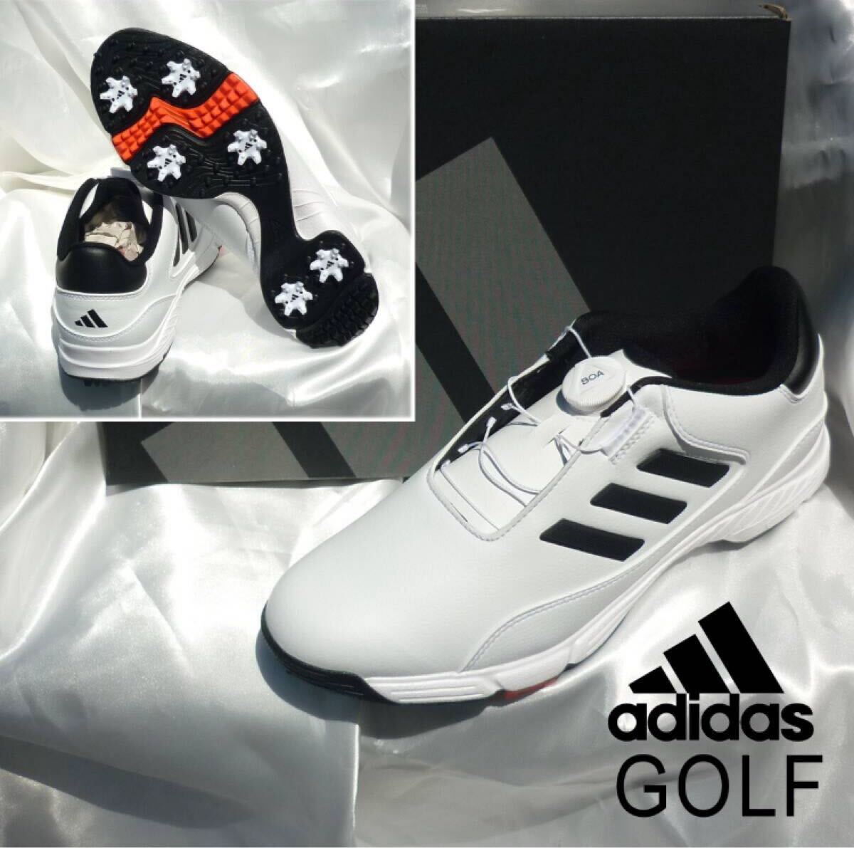 新品 箱付き 24200円新品25.5cm ★アディダスゴルフ adidasGOLF LITE MAX BOA 24 ダイヤル式 ソフトスパイク 白 ホワイト