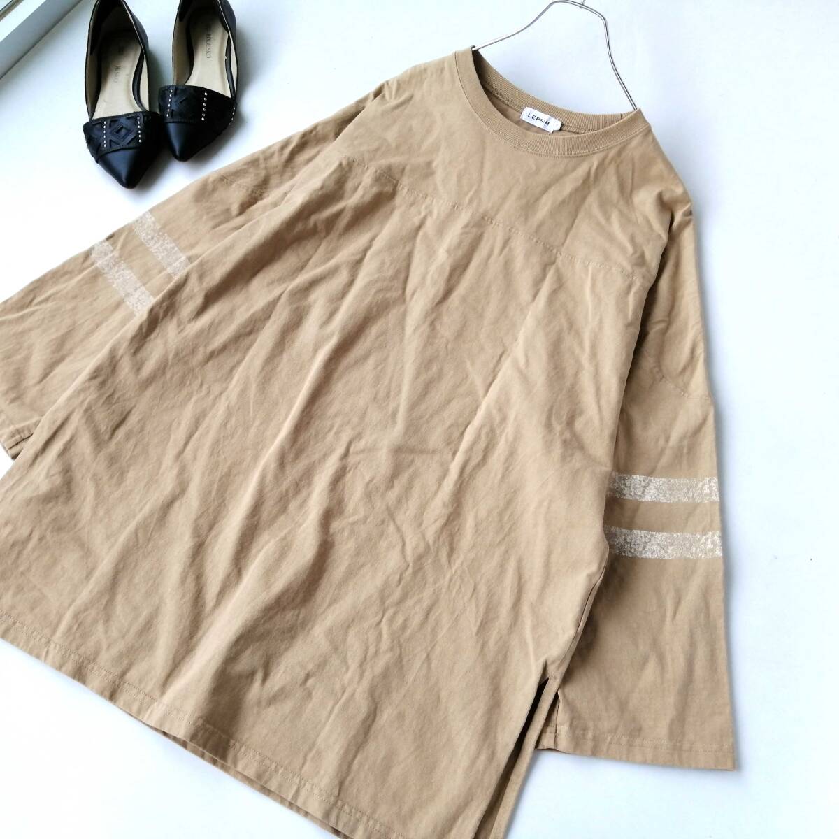 LEPSIM レプシィム レディース♪長袖ビッグTシャツ ワンピース ベージュ Fサイズ 260716nl【4点同梱で送料無料】
