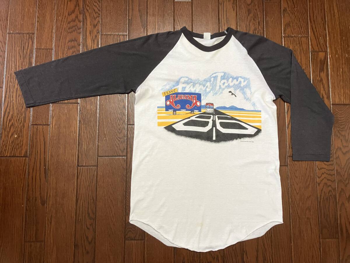 80s ビンテージ ALABAMA アラバマ 7分 ベースボール Tシャツ ファンツアー 80年代 袖シングルステッチ ロック バンド バンT