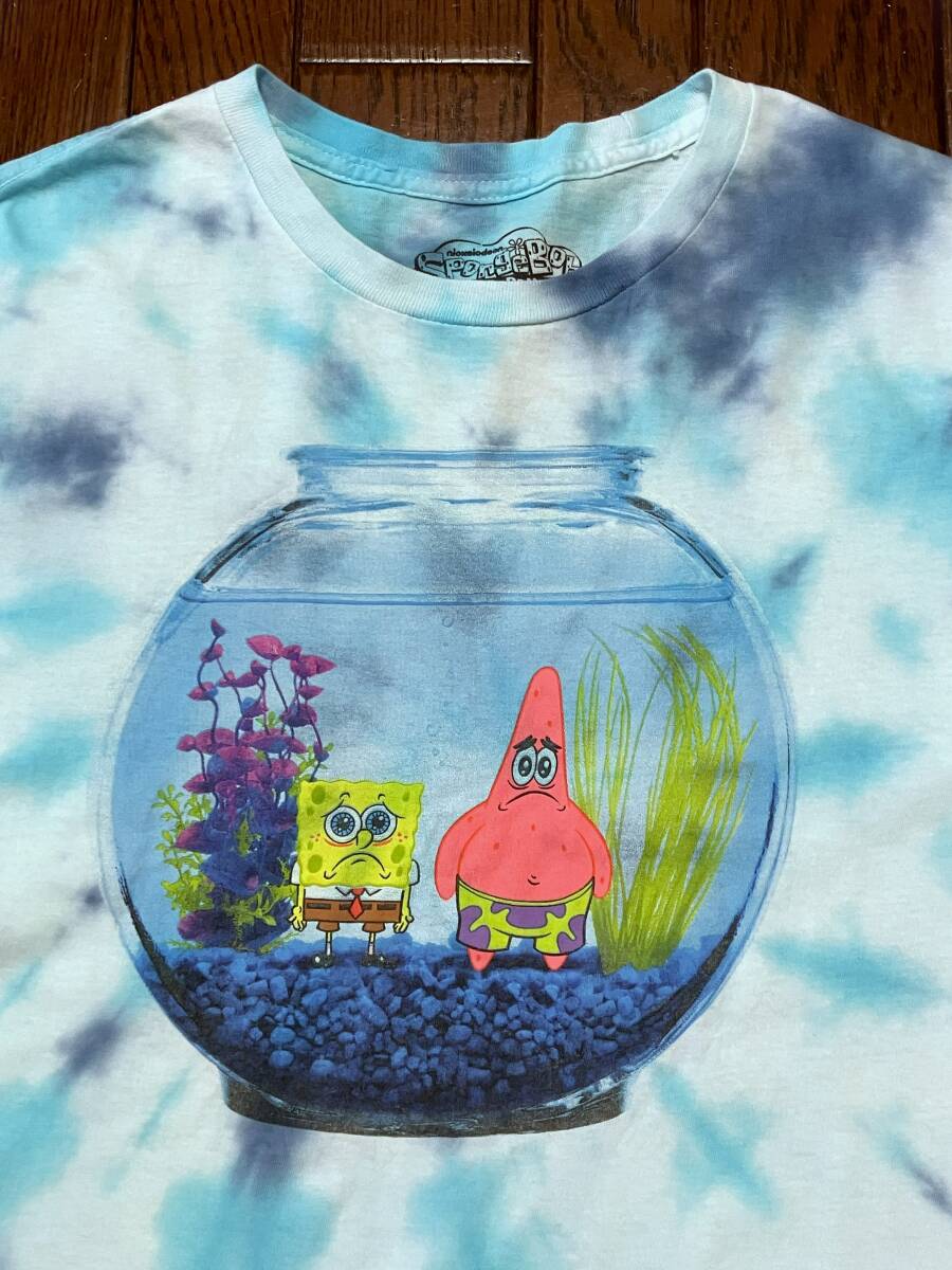 スポンジボブ SPONGE BOB タイダイ Tシャツ L パトリック 水槽 金魚鉢 ニコロデオン アメコミ キャラクター