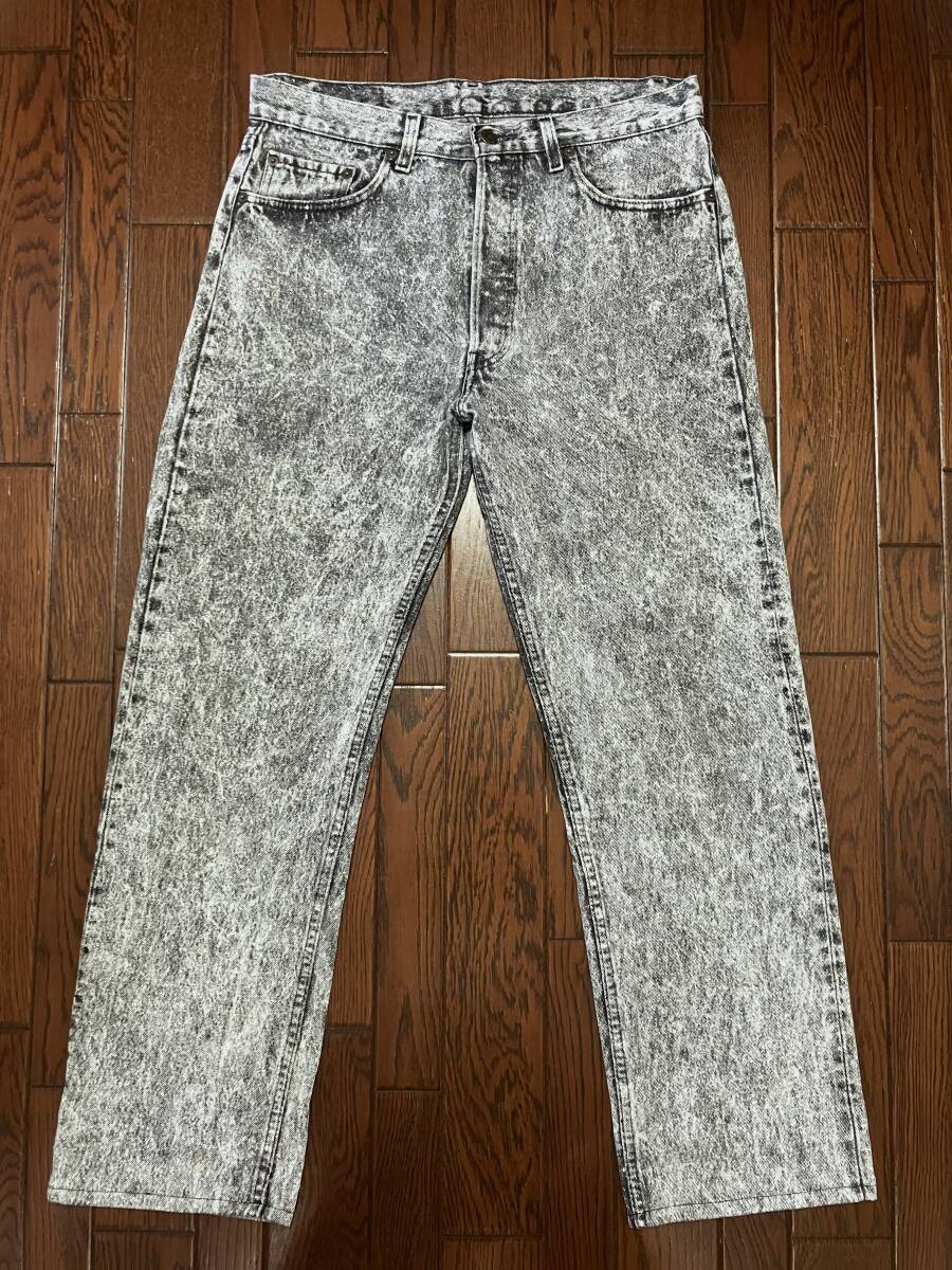 USA製 90s ビンテージ リーバイス Levi's 501 w34 ケミカルウォッシュ ブラック ジーンズ 黒 デニム パンツ ジーパン 90年代 アメリカ製