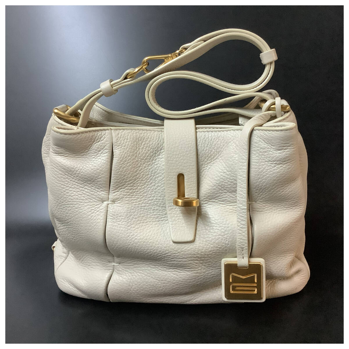 MAURO GOVERNA マウロゴヴェルナ 2way バッグ ゴールド金具 ホワイトベージュ 良品
