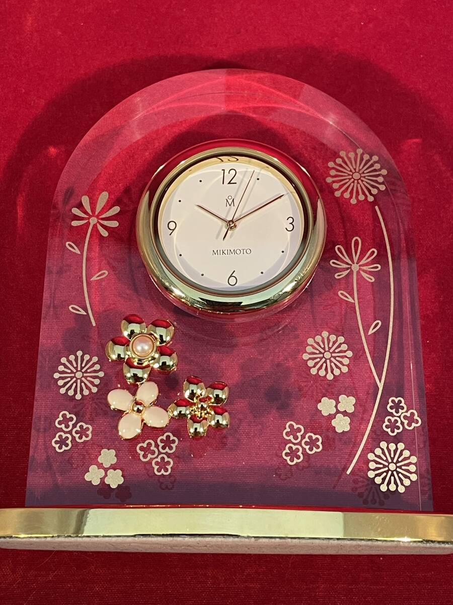 MIKIMOTO ミキモト 置時計 アーチ型 クォーツ 不動品 保証書 箱有 アコヤ真珠 生産終了モデル ヴィンテージ 【1円スタート】