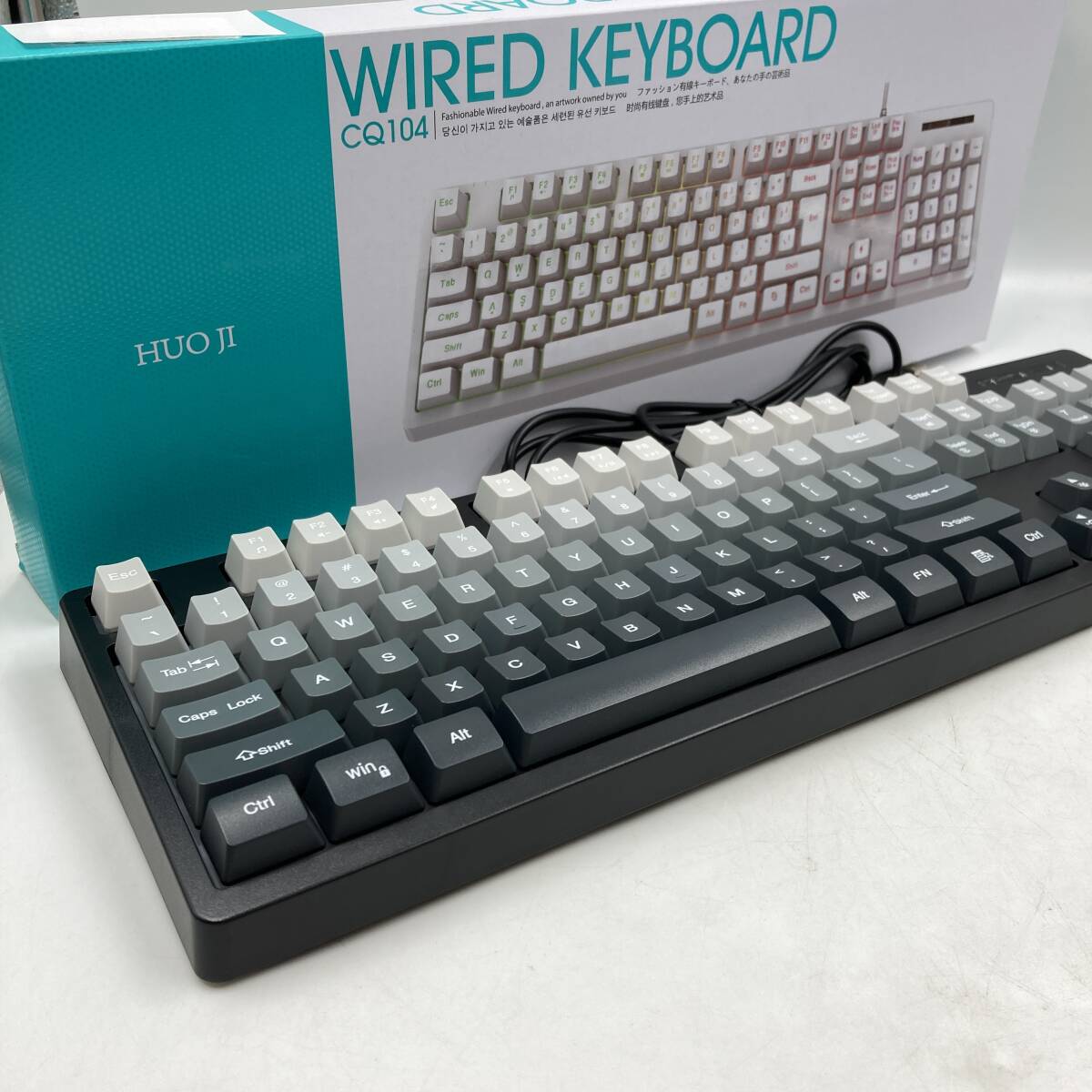【通電確認済】HUO JI ゲーミングキーボード メカニカルキ式ーボード USB有線 104キー LEDバックライト フローティングキー/Y42186-C1