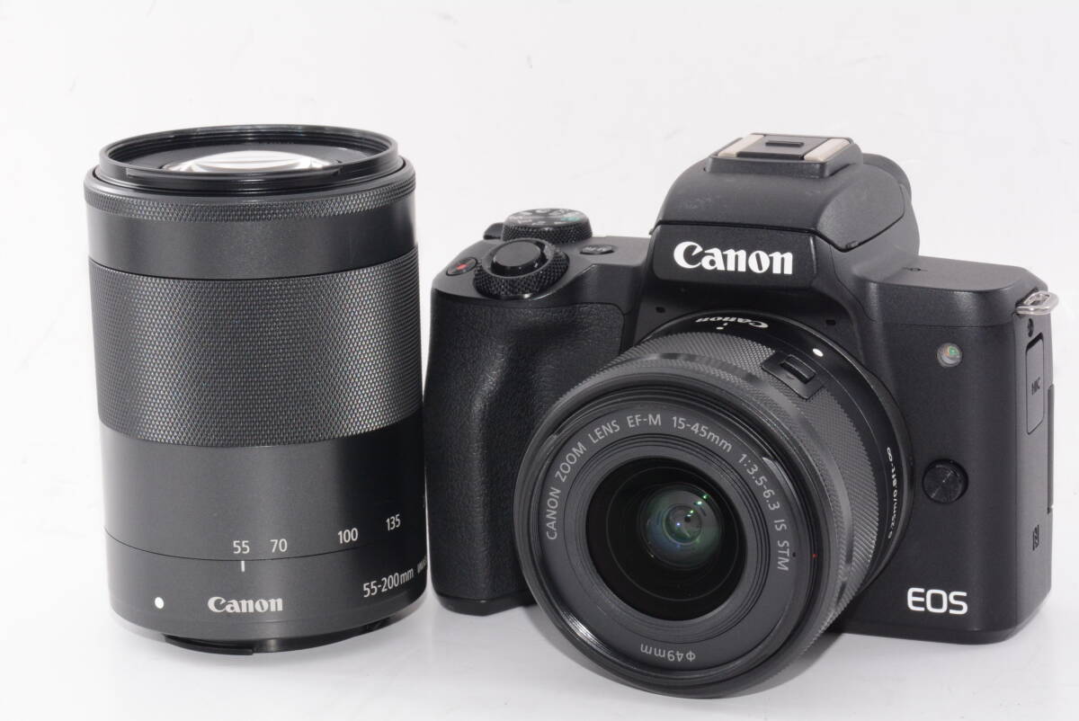 【外観特上級】Canon EOS Kiss M ダブルズームキット ブラック　#u13175